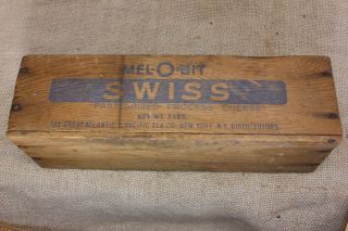 Wood Swiss Cheese Box 2 Lbs Old Rustic Vintage Mel - O - Bit Rustic Barn Find Wooden