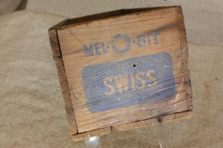 wood Swiss Cheese Box 2 Lbs old rustic vintage Mel - O - Bit rustic barn find wooden 3
