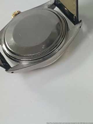 Vintage 1603 Rolex Datejust Mens 18k Gold SS Pie Pan Gray Dial Watch 6