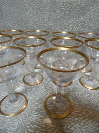 10 Antique Wine/champagne Glasses With Gold Rim