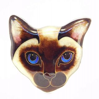 Rare Silver Cloisonne Enamel Siamese Cat Numbered Artist Signed Merry Lee Rae