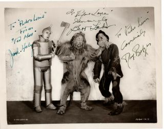 " The Wizard Of Oz " 1939 Hand Ink Signed By (3) Stars Photo - Rare