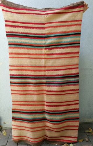 Rare Antique 1890 Rio Grande Banded Wearing Blanket 80 " X 40 " Wool
