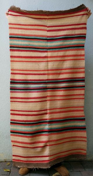 RARE antique 1890 Rio Grande Banded Wearing Blanket 80 