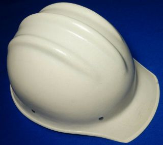 Vintage White Fiberglass Bullard 502 Hard Hat With Suspension