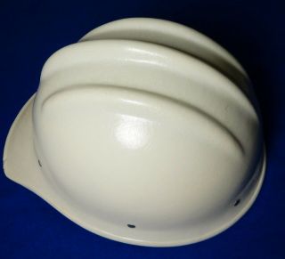 VINTAGE WHITE FIBERGLASS BULLARD 502 Hard Hat with suspension 3