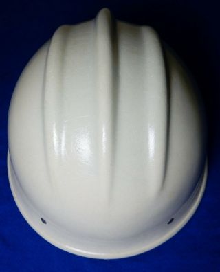 VINTAGE WHITE FIBERGLASS BULLARD 502 Hard Hat with suspension 4
