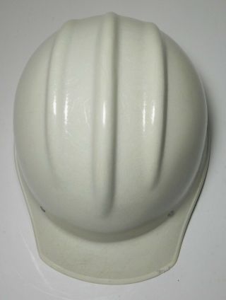 VINTAGE WHITE FIBERGLASS BULLARD 502 Hard Hat with suspension 8