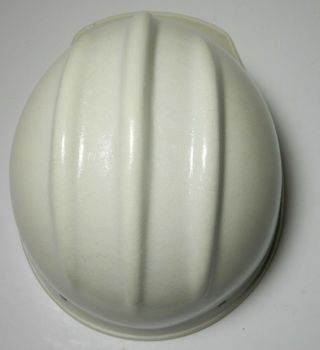 VINTAGE WHITE FIBERGLASS BULLARD 502 Hard Hat with suspension 9