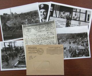 Wwii Letter V - Mail,  D - Day France,  Bulge " Combat " Hospital,  1st Div,  Kia Related