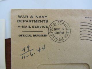 WWII letter V - Mail,  D - Day France,  Bulge 