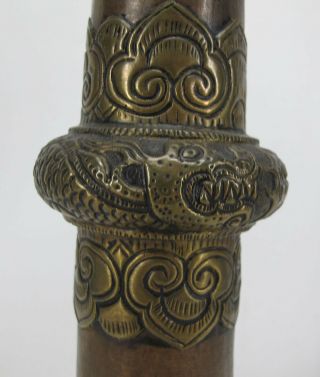 Antique Tibetan Ceremonial Copper/Brass Expandable Long Horn Dungchen Dragon yqz 10