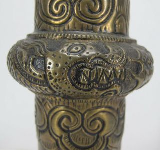 Antique Tibetan Ceremonial Copper/Brass Expandable Long Horn Dungchen Dragon yqz 12