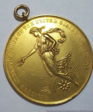 Huge Rare Solid Gold Brenner AAU 1888 Amateur Athletic US Sports Champion Medal 6