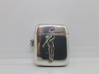 Rare Victorian Sterling Silver Golf Novelty Vesta Case - Sheffield 1896