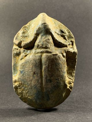 Large Piece Circa 715 - 332bc Ancient Egyptian Stone Scarab W/ Hieroglyphs
