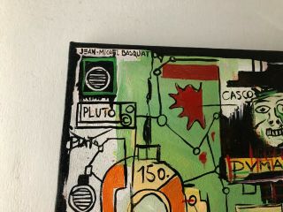 JEAN MICHEL BASQUIAT OIL PAINTING ON CANVAS SIGNED RARE 16  X 31.  5 2