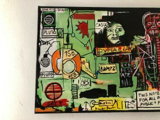 JEAN MICHEL BASQUIAT OIL PAINTING ON CANVAS SIGNED RARE 16  X 31.  5 3