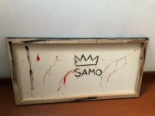 JEAN MICHEL BASQUIAT OIL PAINTING ON CANVAS SIGNED RARE 16  X 31.  5 7