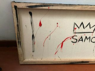 JEAN MICHEL BASQUIAT OIL PAINTING ON CANVAS SIGNED RARE 16  X 31.  5 8