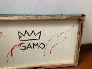JEAN MICHEL BASQUIAT OIL PAINTING ON CANVAS SIGNED RARE 16  X 31.  5 9