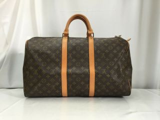 Auth Louis Vuitton Monogram Keepall 50 Travel Hand Bag Vintage 9e210040k