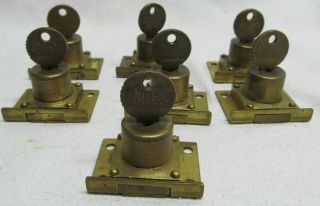 (7) Seven Mills Novelty Co Antique Slot Machine Locks,  Bell Keys