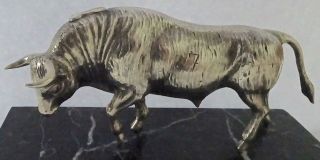 Superlative 800 Silver Sculpture: Charging Bull