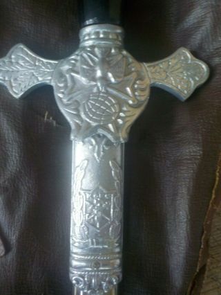 vtg KNIGHTS OF COLUMBUS Ceremonial Sword/Scabbard/Case decorated blade bothsides 3
