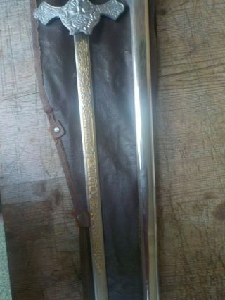 vtg KNIGHTS OF COLUMBUS Ceremonial Sword/Scabbard/Case decorated blade bothsides 7