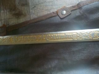 vtg KNIGHTS OF COLUMBUS Ceremonial Sword/Scabbard/Case decorated blade bothsides 8