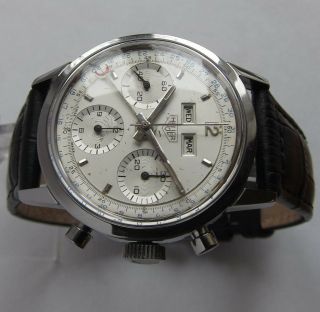 HEUER Carrera 12 Dato ref.  2547S Vintage 1969 Chronograph Valjoux 72C Triple Date 3
