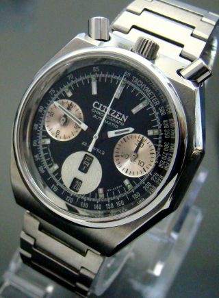 VTG CITIZEN 8110 BULLHEAD OCTAGON CHRONOGRAPH SS MENS WATCH, 4