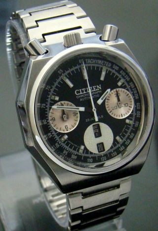 VTG CITIZEN 8110 BULLHEAD OCTAGON CHRONOGRAPH SS MENS WATCH, 8