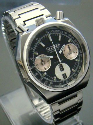 VTG CITIZEN 8110 BULLHEAD OCTAGON CHRONOGRAPH SS MENS WATCH, 9