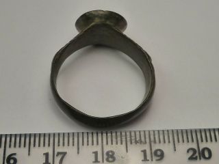 39 Ancient Roman bronze ring with a cross and decoration,  18 mm,  patina 2