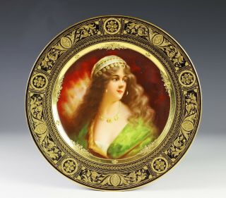 Antique Royal Vienna Porcelain Portrait Plate Dish Signed Wagner