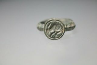 Ancient Fantastic Roman Bronze Ring Rabbit 2nd - 3rd Century Ad