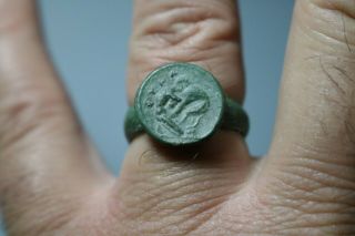 Ancient Fantastic Roman Bronze Ring Hercules 2nd - 3rd century AD 5