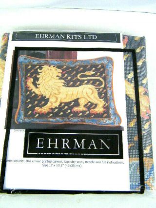 Ehrman Black Medieval Lion Needlepoint Kit Vtg 1993 Candice Bahouth