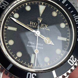 Vintage Rolex Submariner Dive Wristwatch Ref.  5513 RARE GILT SILVER EXCLAMATION 6