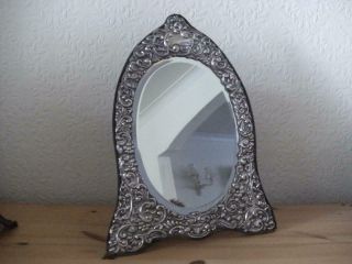 Large Sterling Silver Hallmarked Dressing Table Easel Mirror London 1987