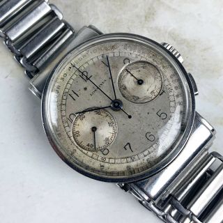 Vintage Longines 13zn Chronograph Wristwatch 35mm Pulsarions Dial Hooded Lugs NR 3