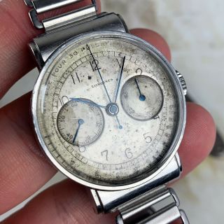 Vintage Longines 13zn Chronograph Wristwatch 35mm Pulsarions Dial Hooded Lugs NR 4