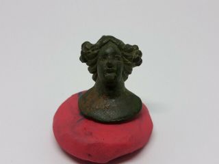 Roman Bronze Bust With Iron Nail From Chariot