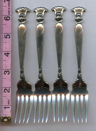 4 Wallace Romance Of The Sea Salad Forks Sterling Silver 6 - 1/2 Inch Fork