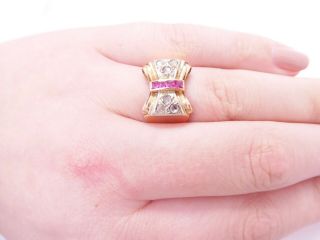 18ct gold rose cut diamond ruby ring,  art deco heavy 6.  3 grams 18k 750 2
