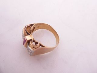 18ct gold rose cut diamond ruby ring,  art deco heavy 6.  3 grams 18k 750 4