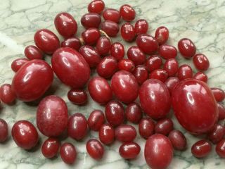 Vintage Cherry Amber Bakelite Beads 65g