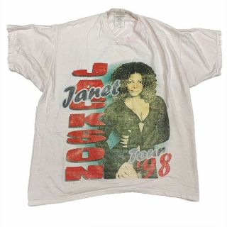 Vintage Janet Jackson T - Shirt Bootleg Rap Tee Hip Hop 90s Usher Tour 1998 Medium
